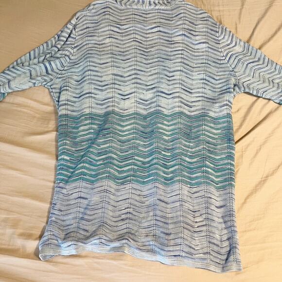 Chico’s Women’s Size 3XL Blue Wavy Blue Striped Open Cardigan Sweater - Picture 5 of 8